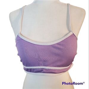 Shein Purple Ribbed bikini Top L